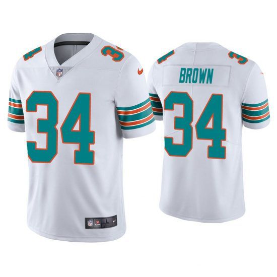 Men Miami Dolphins #34 Malcolm Brown Nike White Vapor Limited NFL Jersey->miami dolphins->NFL Jersey